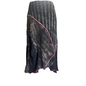 Vintage Yoshi Yoshi by PJ Skirt Asymmetrical Hem Lagenlook Mixed Fabrics Size L